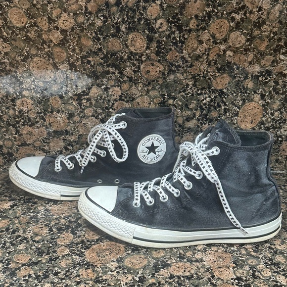 Converse High Tops Black Velvet Velour Womens size 10 - Picture 5 of 5